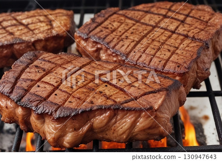 Barbecue. Fried shashlik. Delicious food. Generative ai. 130947643