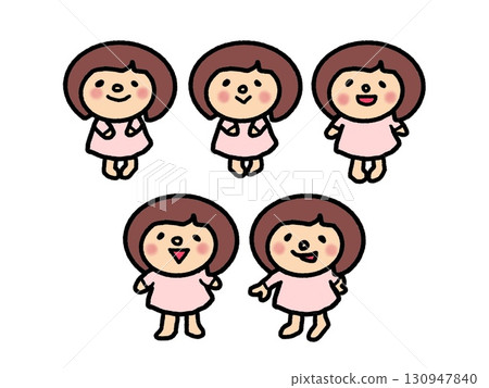 A set of girls with various cute expressions, including smiling, smirking, and more. A set of girls with various cute expressions, including smiling, smirking, and more. 130947840