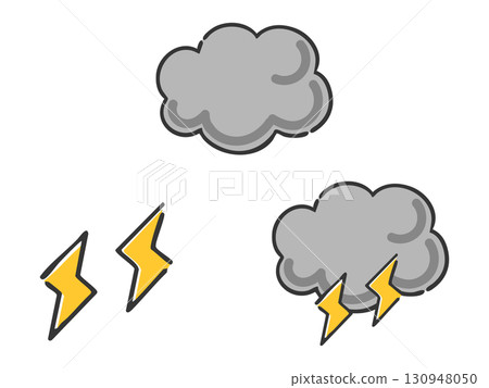 烏雲和閃電插畫向量 130948050