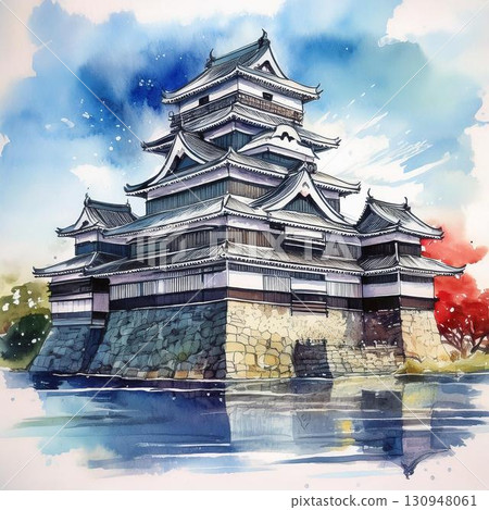 Matsumoto Castle tower illustration 130948061