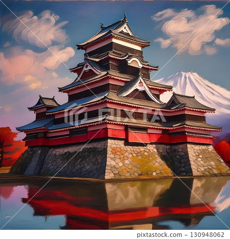 Matsumoto Castle tower illustration Matsumoto Castle tower illustration 130948062