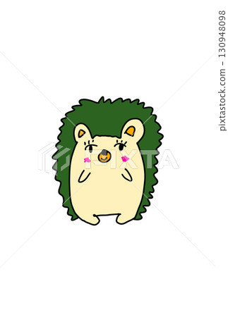 Hand-drawn digital illustration of a green hedgehog Hand-drawn digital illustration of a green hedgehog 130948098