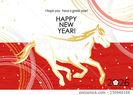2026年日本新年材料:紅白相間的馬和水引 2026年日本新年材料:紅白相間的馬和水引 130948184