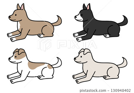 各種顏色和圖案的狗、救援犬和混種狗 130948402