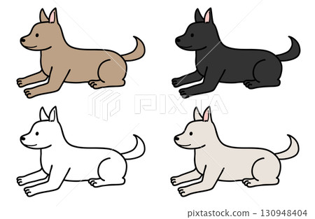 各種顏色和圖案的狗、救援犬和混種狗 130948404