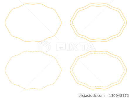Yellow wavy line decorative frame set Yellow wavy line decorative frame set 130948573