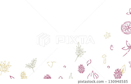 Vector illustration of autumn leaves and nuts. Autumn plant illustration with leaves. Autumn line art background. Vector illustration of autumn leaves and nuts. Autumn plant illustration with leaves. Autumn line art background. 130948585