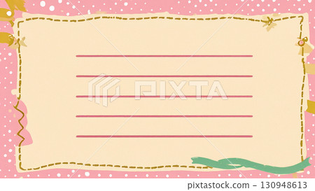 Simple horizontal writing letter paper with pink dots Simple horizontal writing letter paper with pink dots 130948613