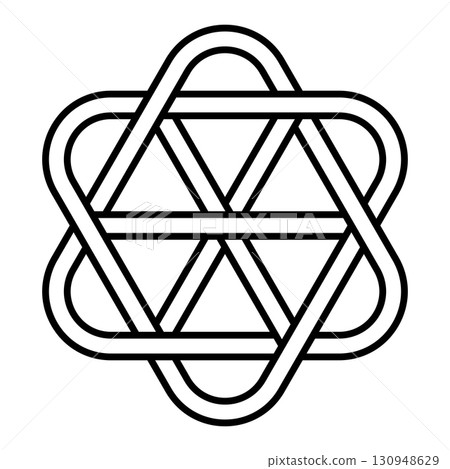 Hexagram knot design, geometric star symbol, sacred symmetry art 130948629