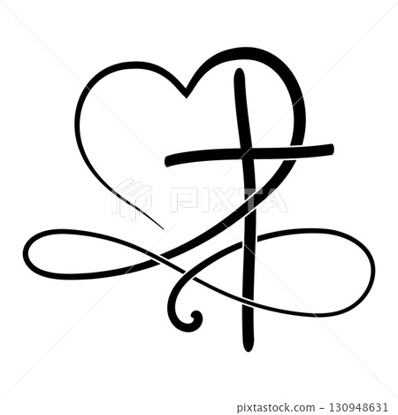 Heart cross infinity symbol, faith love eternal spiritual graphic icon Heart cross infinity symbol, faith love eternal spiritual graphic icon 130948631