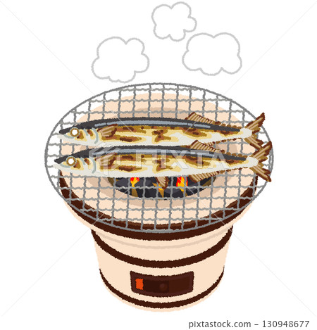 烤秋刀魚（炭火烤製）的插圖 130948677