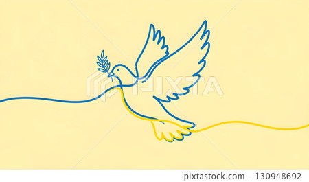 Dove of peace with Ukrainian colors 130948692