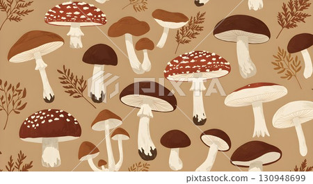 seamless pattern with mushrooms and mushrooms 130948699