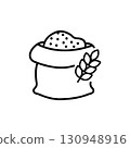 Bag of wheat line and glyph icon, farming and agriculture, grain bag sign vector graphics, a linear pattern on a white background. 130948916