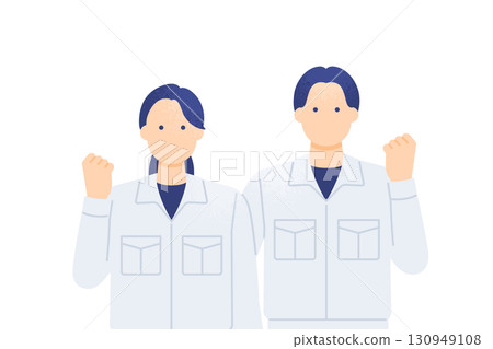 團隊中執行維護和檢查的男性和女性工人的向量插圖 團隊中執行維護和檢查的男性和女性工人的向量插圖 130949108