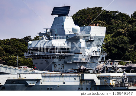 The British aircraft carrier HMS Prince of Wales, docked at Yokosuka Naval Base in Kanagawa Prefecture. 130949147