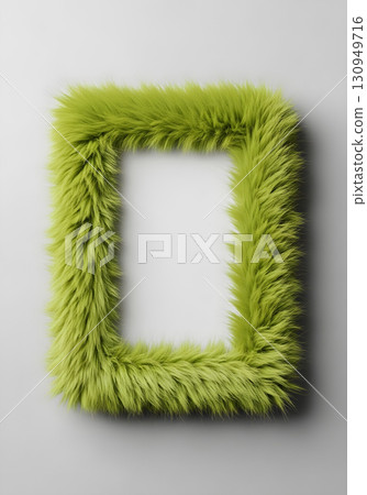 A striking, neon green furry frame with a blank interior against a neutral background. A striking, neon green furry frame with a blank interior against a neutral background. 130949716
