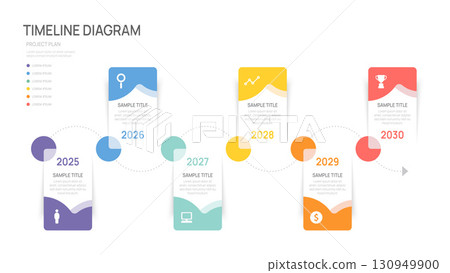 6 Steps Business infographic timeline year design template. Business milestone and strategy presentation.Vector illustration. 130949900