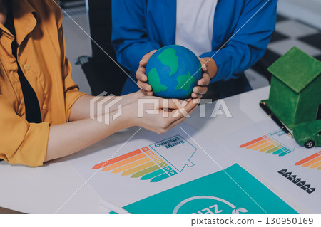 Businessman talks ESG environmental social governance policy for modish business. Businessman talks ESG environmental social governance policy for modish business. 130950169