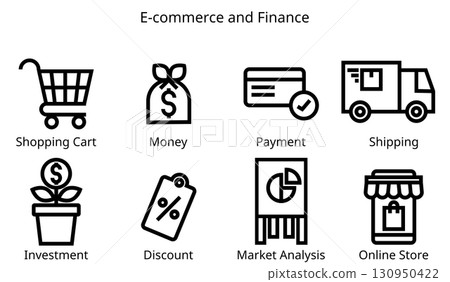 E-commerce and Finance Line Icons Set. E-commerce and Finance Line Icons Set. 130950422