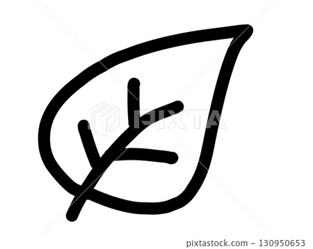 Autumn material, fallen leaves, dead leaves, icon, black and white, simple illustration 130950653