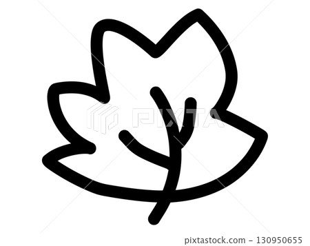 秋天素材，秋葉，落葉，枯葉，圖標，黑白，簡單插圖 130950655