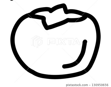 秋季材料柿子食品圖示黑白簡單插圖 130950656