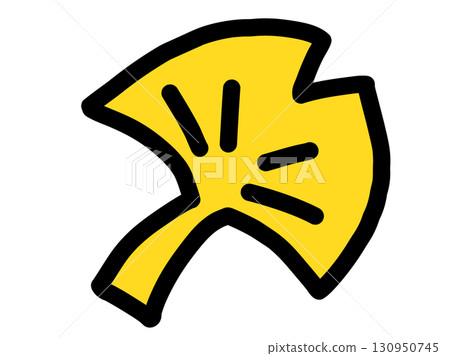 Autumn material Ginkgo fallen leaves dead leaves icon simple illustration 130950745