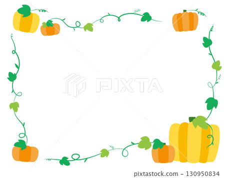 黃色南瓜插圖框架 黃色南瓜插圖框架 130950834
