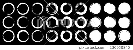 Grunge circles, brush strokes, lines, ink smudges, hand-drawn scribble shapes. Handmade sketchy marks, acrylic stains, charcoal streaks. Paint textures, dry brush effect. Vector illustration Grunge circles, brush strokes, lines, ink smudges, hand-drawn scribble shapes. Handmade sketchy marks, acrylic stains, charcoal streaks. Paint textures, dry brush effect. Vector illustration 130950840