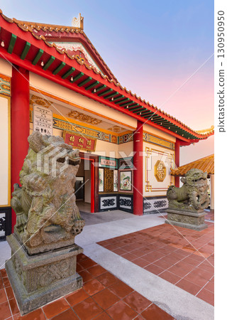 Goh Tong Hall, Chin Swee Caves Temple, Genting Highlands, Malaysia. Ornate traditional Chinese temple with stone lions Goh Tong Hall, Chin Swee Caves Temple, Genting Highlands, Malaysia. Ornate traditional Chinese temple with stone lions 130950950