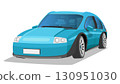 Object perspective design of sport race car orange color. Can view inside car. Shadow and isolated white background. 130951030