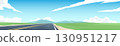 Landscape of sedan car on straight path ahead of the asphalt road.  130951217