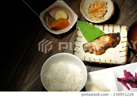 Sablefish grilled in Saikyo set meal 130951226