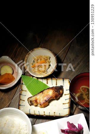 Sablefish grilled in Saikyo set meal 130951229