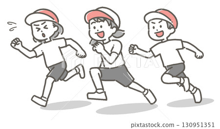 Illustration of children running at a sports day 130951351