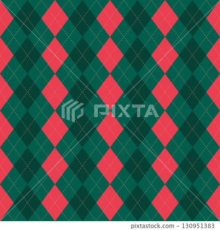 Christmas rhombus seamless pattern. Red green xmas plaid texture with gold line. Argyle geometric diamond pattern. Christmas abstract design wrapping bg. Vector illustration isolated on background Christmas rhombus seamless pattern. Red green xmas plaid texture with gold line. Argyle geometric diamond pattern. Christmas abstract design wrapping bg. Vector illustration isolated on background 130951383