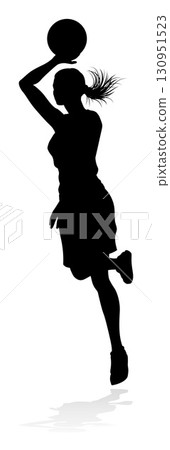 Silhouette Woman Female Sports Basketball Player 130951523