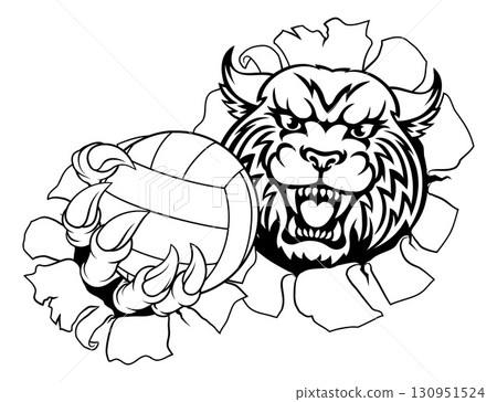 Wildcat Cougar Lynx Lion Volleyball Claw Mascot 130951524