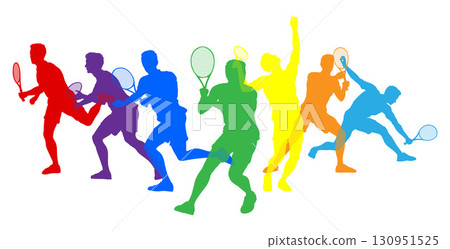 Silhouette Tennis Men Male Players Silhouettes 130951525