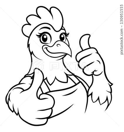 Thumbs Up Chicken Chef Mascot Cartoon Thumbs Up Chicken Chef Mascot Cartoon 130951555