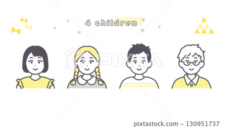 Illustration material of four elementary school children 130951737