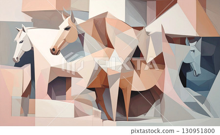 Horse Art, Cubist Horse, Generative AI, AI Images 130951800