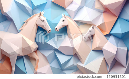 Horse Art, Cubist Horse, Generative AI, AI Images 130951801