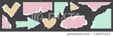 Ripped paper notes set isolated on black Ripped paper notes set isolated on black 130951835