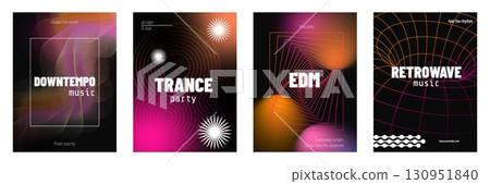 Vibrant music party posters set 130951840