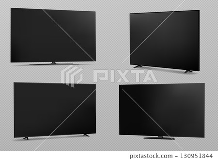 Dark screen tv mockup set Dark screen tv mockup set 130951844