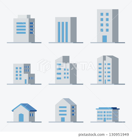 high rise building illustration Set high rise building illustration Set 130951949