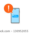 Smartphone notification screen exclamation mark 130952055