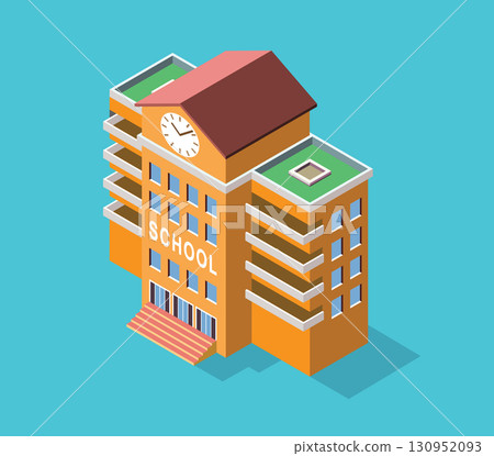 Isometric School Building Vector Illustration 130952093